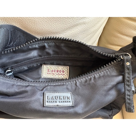 Lauren Ralph Lauren Black Nylon Shoulder Bag with Logo Strap - Picture 3 of 10